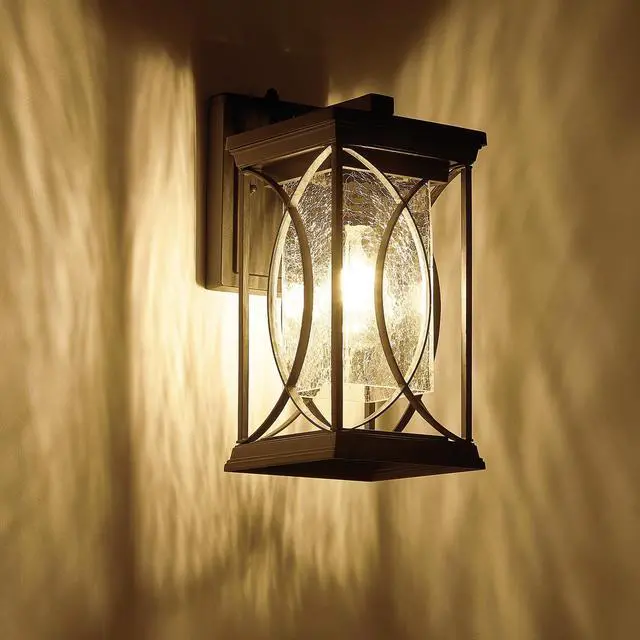 Main image of Oil Rubbed Bronze Porch Light Dusk to Dawn Outdoor Wall Lantern Small Modern Exterior Light Fixture Aluminum with Crack-Like Glass Ip65 Waterproof Outdoor Sconce Outside Light for House, Front Door