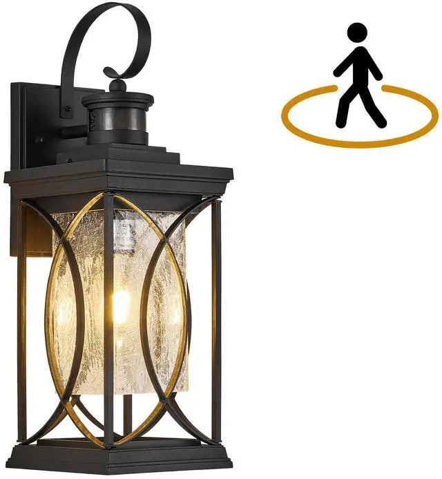 Main image of Motion Sensor Outdoor Lights Wall Mount, Dusk to Dawn Exterior Light Fixture, Anti-Rust Waterproof Outside Porch Lights with Glass & E26 Socket Wall Sconce for House Garage Patio Doorway, Black