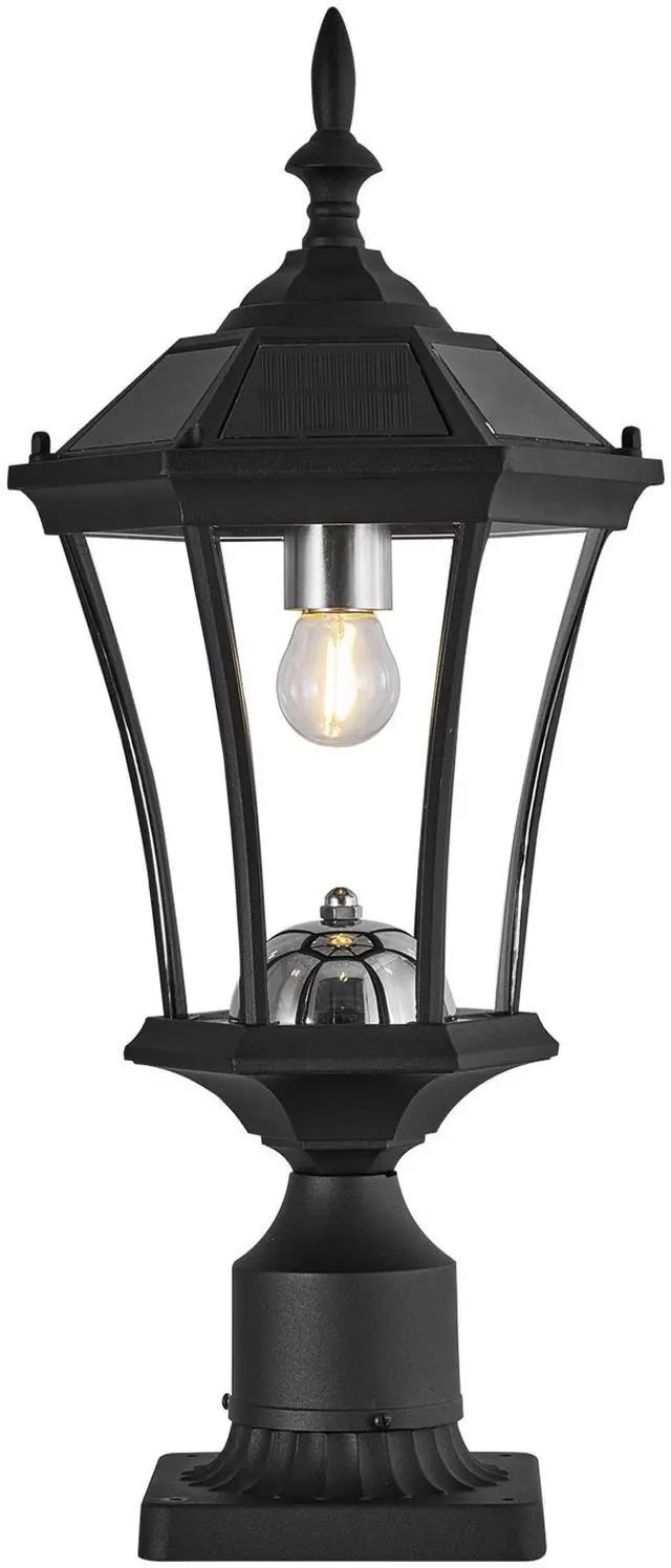 Main image of Solar Post Lights Outdoor, Dusk to Dawn Outdoor Post Lights with Pier Mount Base, Black Solar Lamp Posts Light Fixture, Waterproof Light Posts for Outside Yard Garden Patio, 1 Pack
