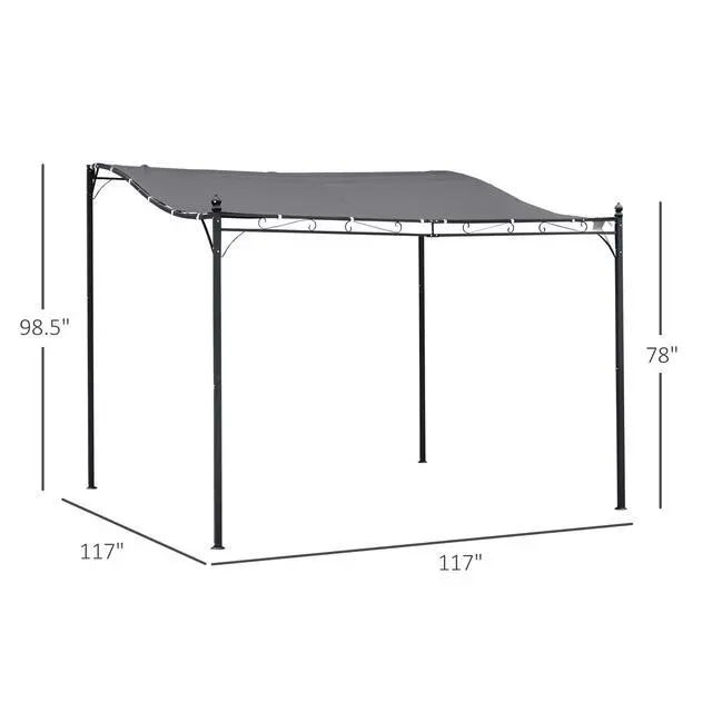 Alt view image 5 of 5 - 10' x 10' Steel Outdoor Pergola Gazebo, Patio Canopy with Weather-Resistant Fabric and Drainage Holes for Backyard Pool Deck Garden, Gray