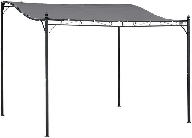 Main image of 10' x 10' Steel Outdoor Pergola Gazebo, Patio Canopy with Weather-Resistant Fabric and Drainage Holes for Backyard Pool Deck Garden, Gray