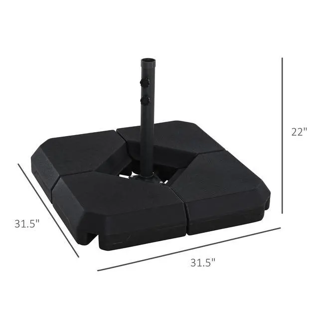 Alt view image 5 of 5 - 4-Piece Outdoor Patio Offset Umbrella Base Stand Weight Holder W/ Cross Base for Powerful Support, 158Lbs Sand Or 132Lbs Water Filled, Black