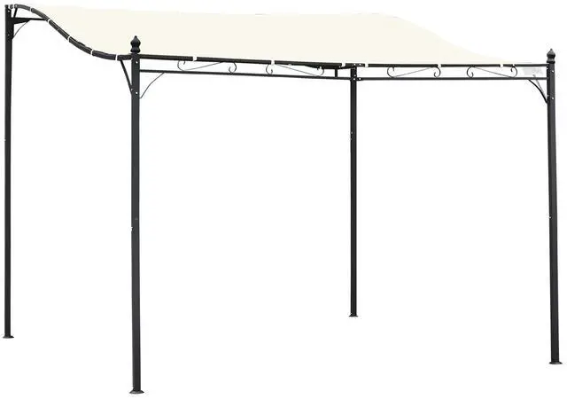 Main image of 10' x 10' Steel Outdoor Pergola Gazebo, Patio Canopy with Weather-Resistant Fabric and Drainage Holes for Backyard Pool Deck Garden, Cream White