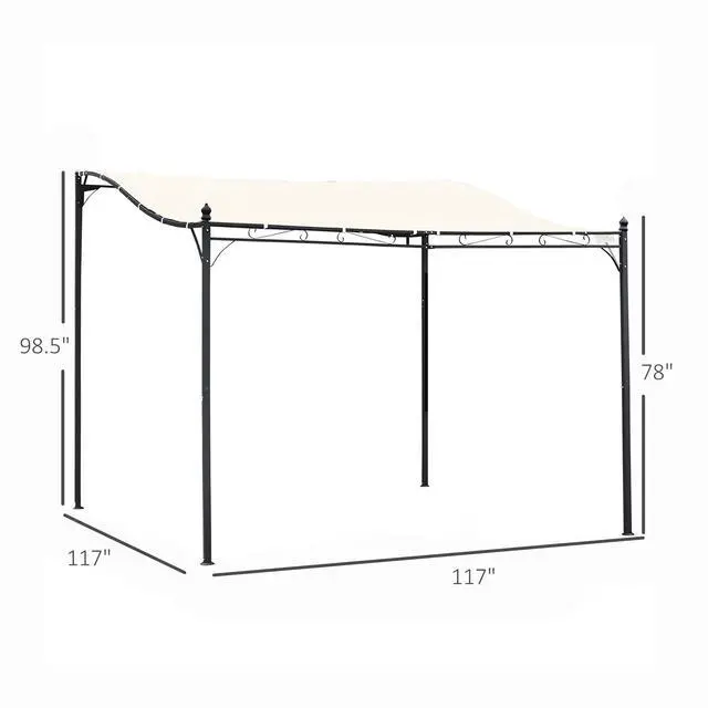 Alt view image 5 of 5 - 10' x 10' Steel Outdoor Pergola Gazebo, Patio Canopy with Weather-Resistant Fabric and Drainage Holes for Backyard Pool Deck Garden, Cream White