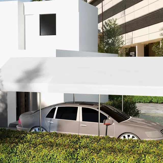 Alt view image 3 of 5 - 10' x 20' Carport Replacement top Canopy Cover, Waterproof and Uv Protected Garage Car Port Cover with Ball Bungee Cords, White (only Cover)