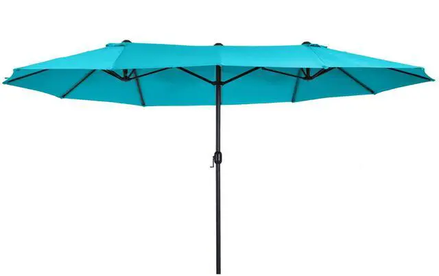 Main image of Extra Large 15Ft Patio Umbrella, Double-Sided Outdoor Umbrella with Crank Handle and Air Vents for Backyard, Deck, Pool, Market, Blue
