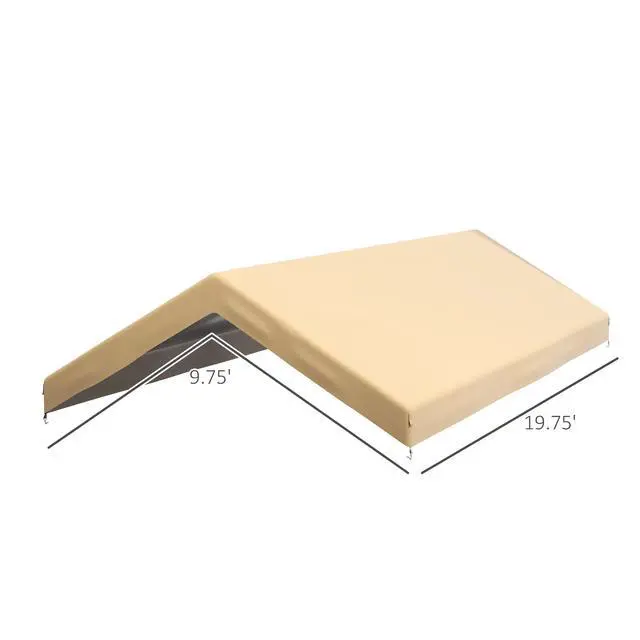 Alt view image 5 of 5 - 10' x 20' Carport Replacement top Canopy Cover, Waterproof and Uv Protected Garage Car Port Cover with Ball Bungee Cords, Beige (only Cover)