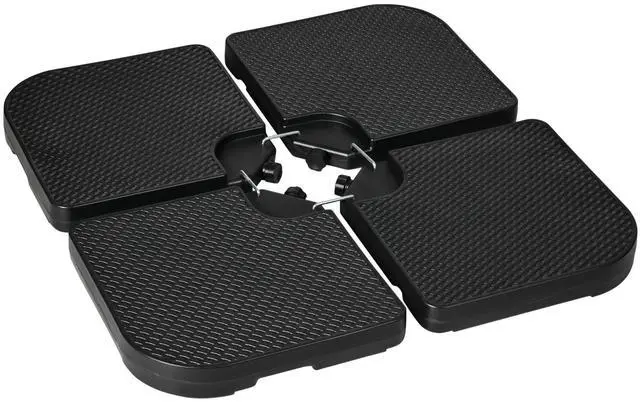 Main image of Hdpe Material Patio Umbrella Base Weights Sand Filled Up to 175 Lb. for Any Offset Umbrella Base | 4-Piece, Water Or Sand Filled, All-Weather, Black (Square)