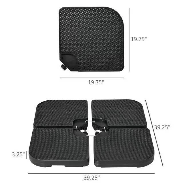 Alt view image 5 of 5 - Hdpe Material Patio Umbrella Base Weights Sand Filled Up to 175 Lb. for Any Offset Umbrella Base | 4-Piece, Water Or Sand Filled, All-Weather, Black (Square)