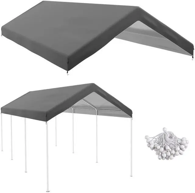 Main image of 10' x 20' Carport Replacement top Canopy Cover, Waterproof and Uv Protected Garage Car Port Cover with Ball Bungee Cords, Beige, (only Cover)