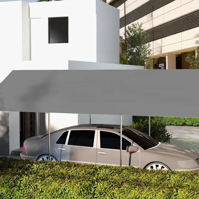 Alt view image 3 of 5 - 10' x 20' Carport Replacement top Canopy Cover, Waterproof and Uv Protected Garage Car Port Cover with Ball Bungee Cords, Beige, (only Cover)