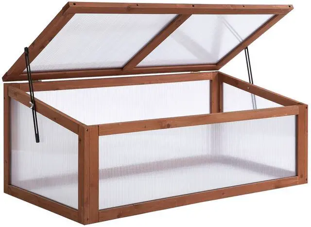 Main image of Portable Wooden Garden Green House Cold Frame, indoor Outdoor Terrarium Planter Box, 39" x 26" x 16"