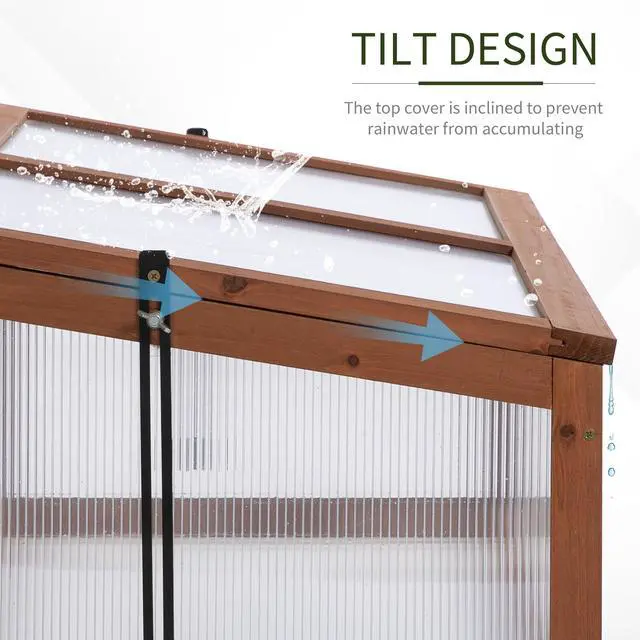 Alt view image 4 of 5 - Portable Wooden Garden Green House Cold Frame, indoor Outdoor Terrarium Planter Box, 39" x 26" x 16"