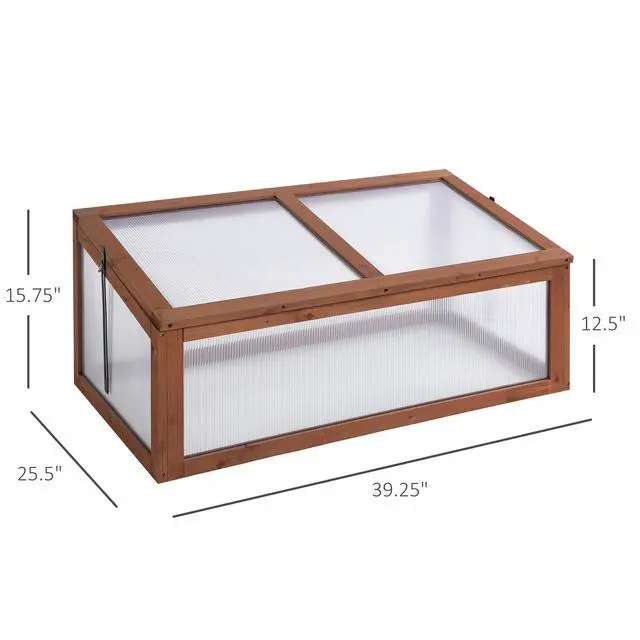 Alt view image 5 of 5 - Portable Wooden Garden Green House Cold Frame, indoor Outdoor Terrarium Planter Box, 39" x 26" x 16"