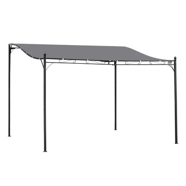 Main image of 10' x 13' Steel Outdoor Pergola Gazebo, Patio Canopy with Weather-Resistant Fabric and Drainage Holes for Backyard Pool Deck Garden, Gray
