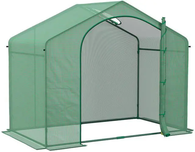 Main image of 6' x 3' x 5' Portable Walk-in Greenhouse, Pe Cover, Steel Frame Garden Hot House, Zipper Door, top Vent for Flowers, Vegetables, Saplings, Tropical Plants, Green