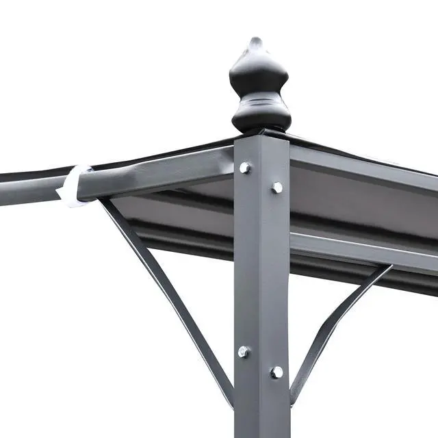Alt view image 3 of 5 - 10' x 13' Steel Outdoor Pergola Gazebo, Patio Canopy with Weather-Resistant Fabric and Drainage Holes for Backyard Pool Deck Garden, Gray