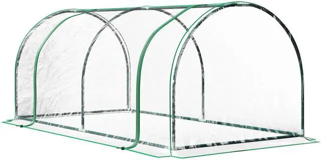 Main image of Mini Greenhouse, Waterproof Cloche Cold Frame, 7' L x 3' W x 2.5' H Portable Hot House, 4 Zippered Doors, Green