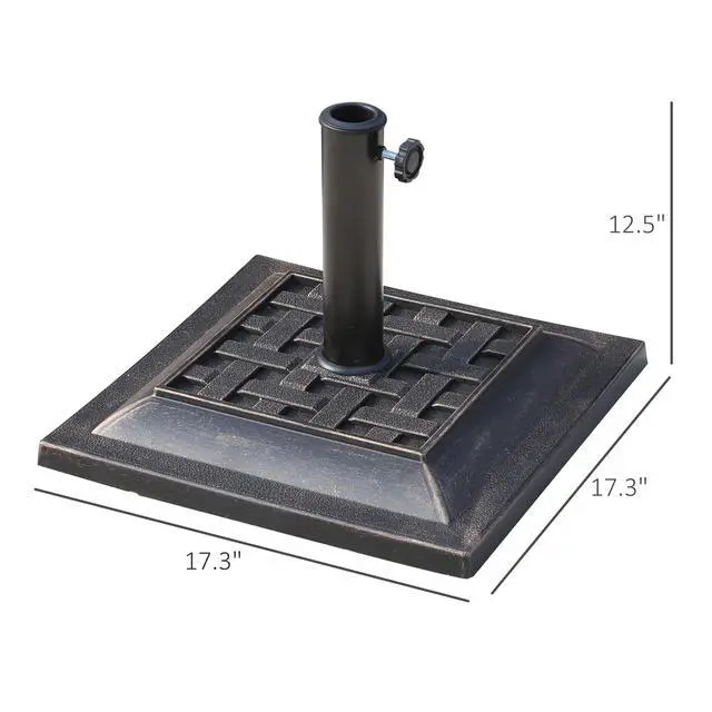 Alt view image 5 of 5 - 20 Lbs Patio Market Umbrella Base Stand Resin Parasol Holder Square with Beautiful Decorative Pattern & Easy Setup, for 1.5", 1.89" Pole, for Beach, Lawn, Deck, Backyard, Garden, Bronze