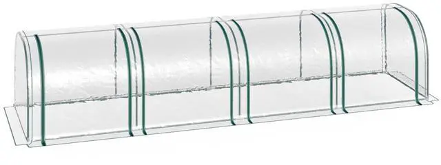Main image of Mini Greenhouse, Portable 13' L x 3' W x 2.5' H Tunnels, 4 Roll-Up Zip Doors, Uv Waterproof Pvc Cover, Steel Frame, Green