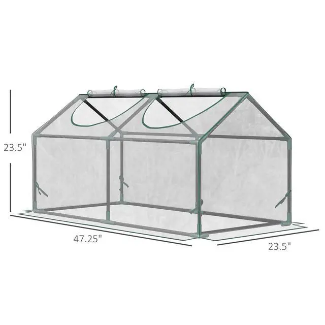 Alt view image 5 of 5 - 4' x 2' x 2' Portable Mini Greenhouse, Small Greenhouse with Pvc Cover, Roll-Up Zippered Windows for indoor, Outdoor Garden, Clear