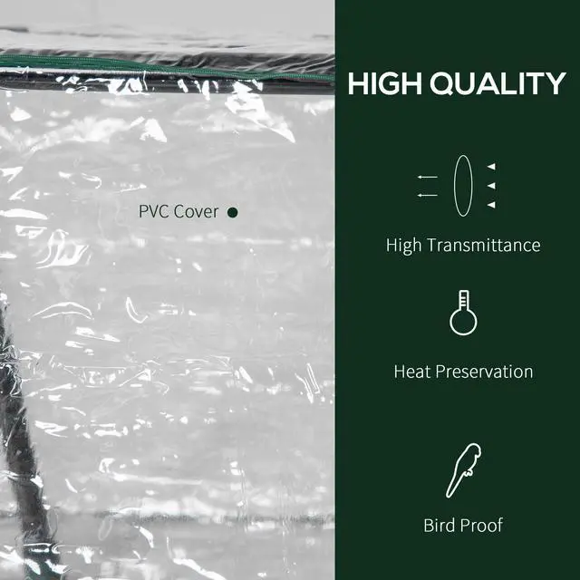 Alt view image 4 of 5 - 4' x 2' x 2' Portable Mini Greenhouse, Small Greenhouse with Pvc Cover, Roll-Up Zippered Windows for indoor, Outdoor Garden, Clear