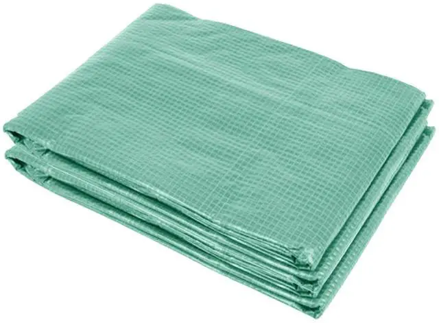 Main image of 9.8' x 6.6' x 6.6' Plastic Greenhouse Cover Replacement, Heavy Duty Waterproof Tarp for Hoop House, Sheeting with 6 Windows, Door & Reinforcement Grid, Green