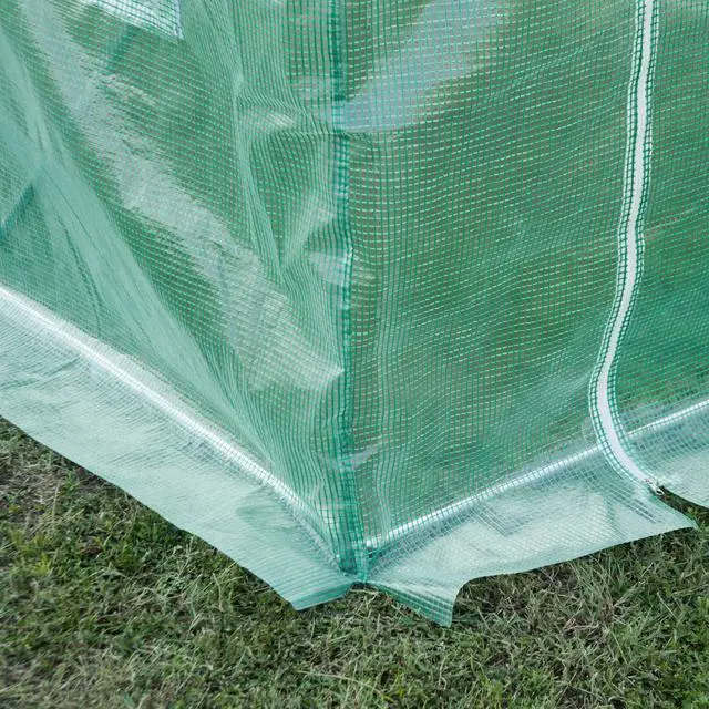 Alt view image 3 of 5 - 9.8' x 6.6' x 6.6' Plastic Greenhouse Cover Replacement, Heavy Duty Waterproof Tarp for Hoop House, Sheeting with 6 Windows, Door & Reinforcement Grid, Green