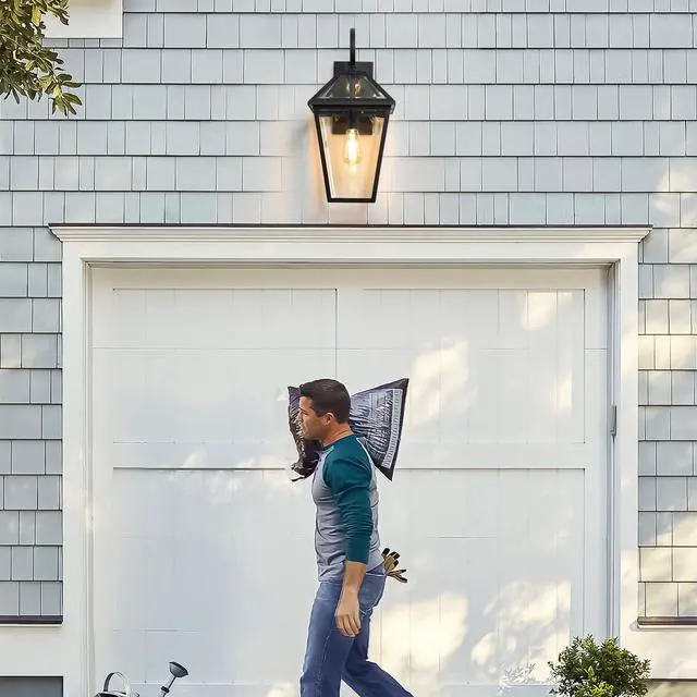 Alt view image 5 of 7 - 21"(H) 2-Pack Outdoor Wall Lantern Light Modern Black Metal & Clear Glass Sconce for Porch, Patio, and Garden Lighting (Bulb Not included)