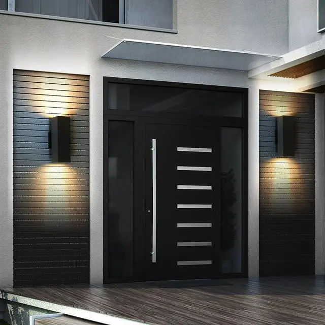Main image of 2-Pack Outdoor Wall Sconce, Modern Up and Down Weatherproof Wall Light, Black Aluminum Exterior Wall Mount Light Fixture, Ideal for Porch, Patio, Garage