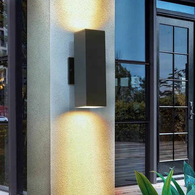 Alt view image 3 of 7 - 2-Pack Outdoor Wall Sconce, Modern Up and Down Weatherproof Wall Light, Black Aluminum Exterior Wall Mount Light Fixture, Ideal for Porch, Patio, Garage