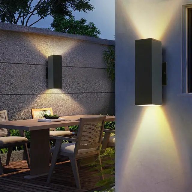 Alt view image 4 of 7 - 2-Pack Outdoor Wall Sconce, Modern Up and Down Weatherproof Wall Light, Black Aluminum Exterior Wall Mount Light Fixture, Ideal for Porch, Patio, Garage
