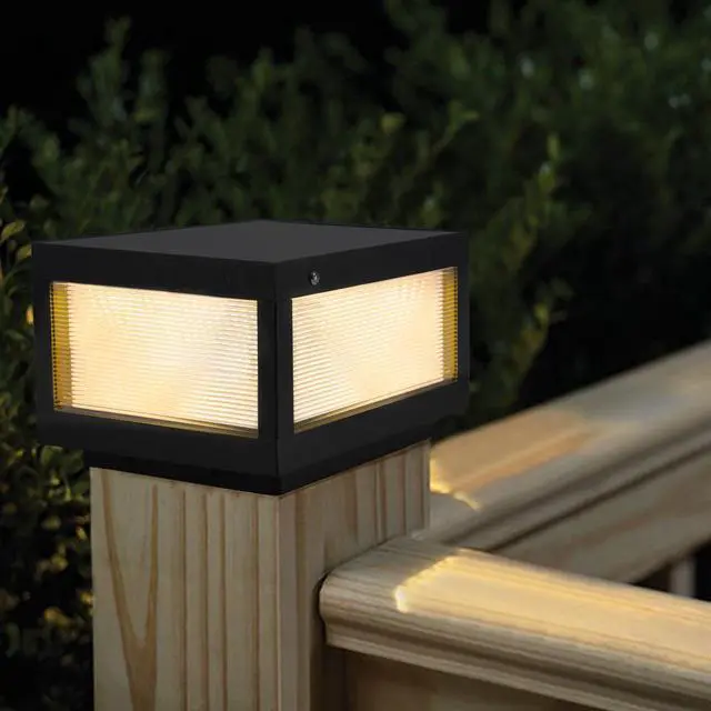 Alt view image 2 of 7 - 12" Black Solar Powered Led Post Cap Light, Modern Outdoor Led Fence Light for Pathways, Decks, and Patios (1-Pack)
