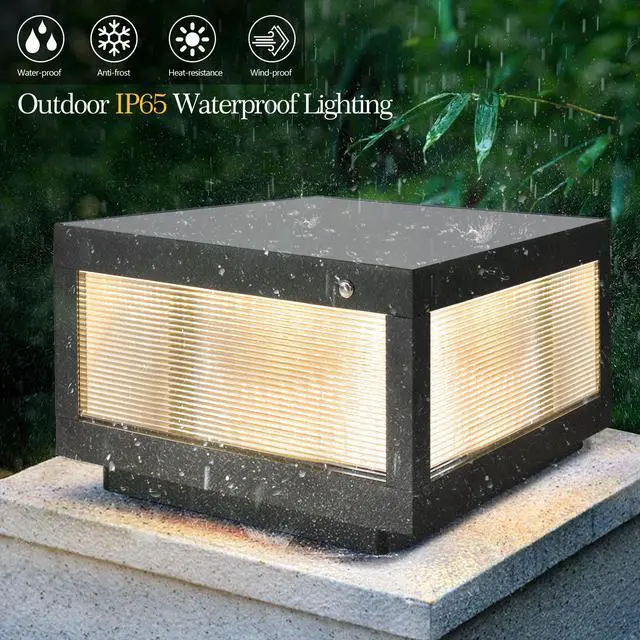 Alt view image 3 of 7 - 12" Black Solar Powered Led Post Cap Light, Modern Outdoor Led Fence Light for Pathways, Decks, and Patios (1-Pack)