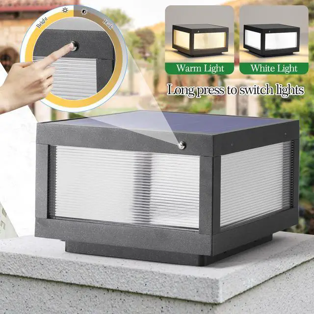 Alt view image 5 of 7 - 12" Black Solar Powered Led Post Cap Light, Modern Outdoor Led Fence Light for Pathways, Decks, and Patios (1-Pack)