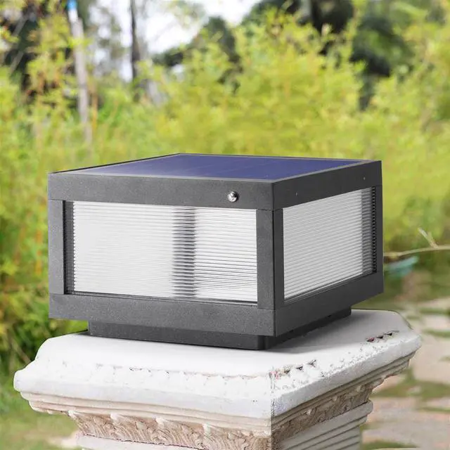 Main image of 12" Black Solar Powered Led Post Cap Light, Modern Outdoor Led Fence Light for Pathways, Decks, and Patios (1-Pack)
