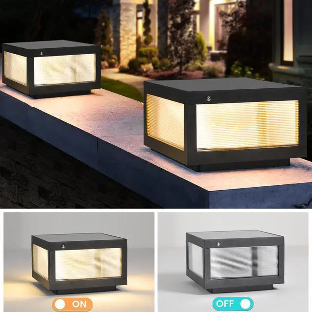Alt view image 7 of 7 - 12" Black Solar Powered Led Post Cap Light, Modern Outdoor Led Fence Light for Pathways, Decks, and Patios (1-Pack)