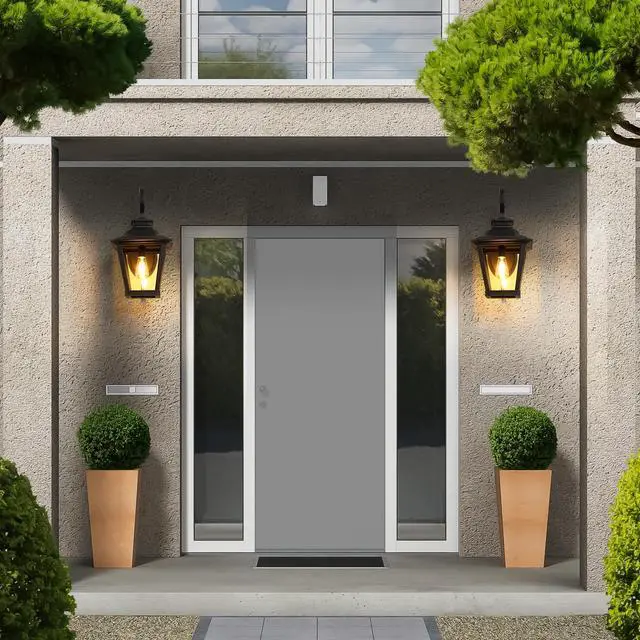 Alt view image 5 of 7 - 21"(H) 1-Pack Outdoor Wall Lantern Light Vintage Black Metal & Clear Glass Sconce with Decorative Scroll Design for Porch, Patio, and Garden Lighting (Bulb Not included)