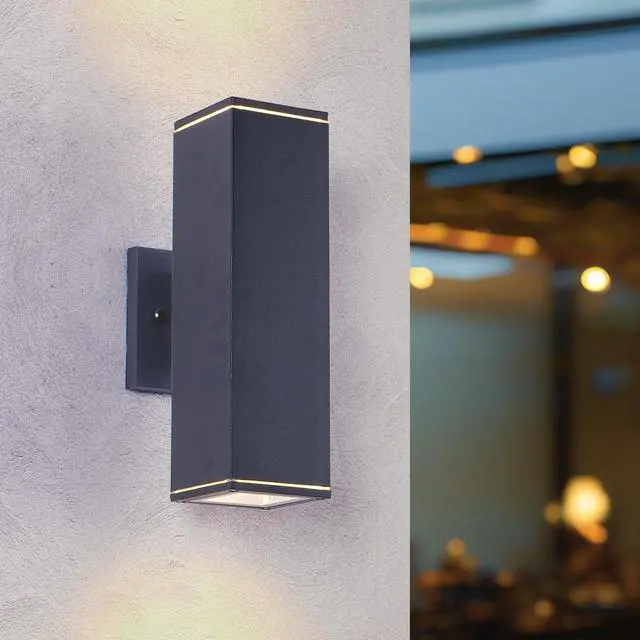 Alt view image 2 of 7 - 12in Outdoor Wall Lights 2 Packs,Modern Square Outdoor Porch Light,Square Cylinder Up Down Lights Aluminum Waterproof Wall Lighting Exterior Light for Porch Patio Garage(No Bulb)