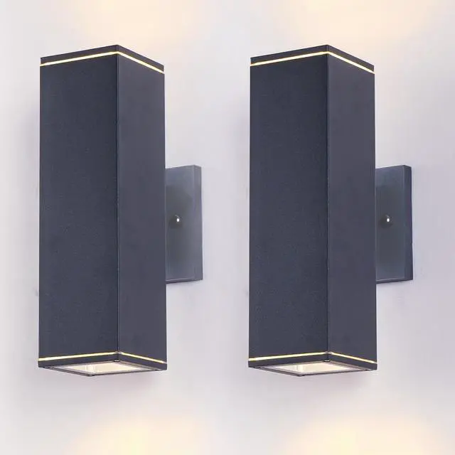 Main image of 12in Outdoor Wall Lights 2 Packs,Modern Square Outdoor Porch Light,Square Cylinder Up Down Lights Aluminum Waterproof Wall Lighting Exterior Light for Porch Patio Garage(No Bulb)