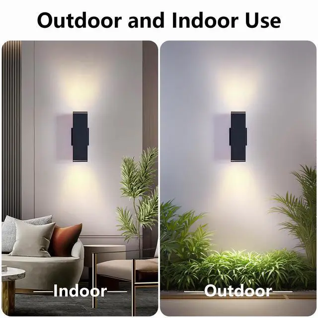 Alt view image 4 of 7 - 12in Outdoor Wall Lights 2 Packs,Modern Square Outdoor Porch Light,Square Cylinder Up Down Lights Aluminum Waterproof Wall Lighting Exterior Light for Porch Patio Garage(No Bulb)