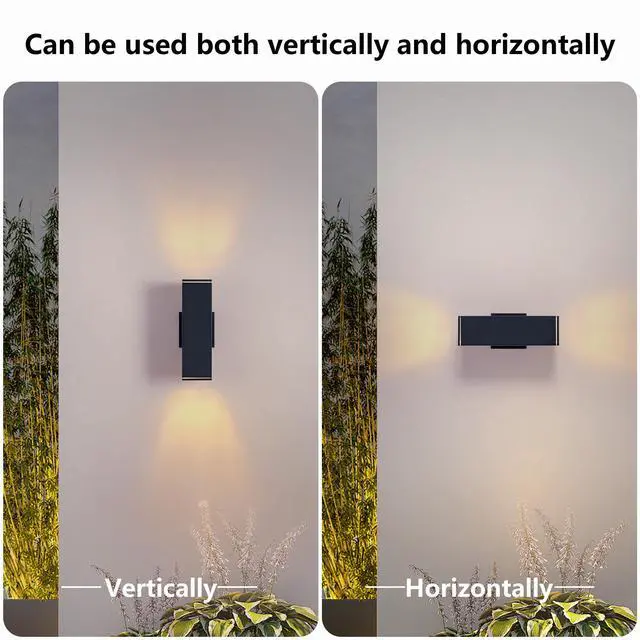 Alt view image 5 of 7 - 12in Outdoor Wall Lights 2 Packs,Modern Square Outdoor Porch Light,Square Cylinder Up Down Lights Aluminum Waterproof Wall Lighting Exterior Light for Porch Patio Garage(No Bulb)