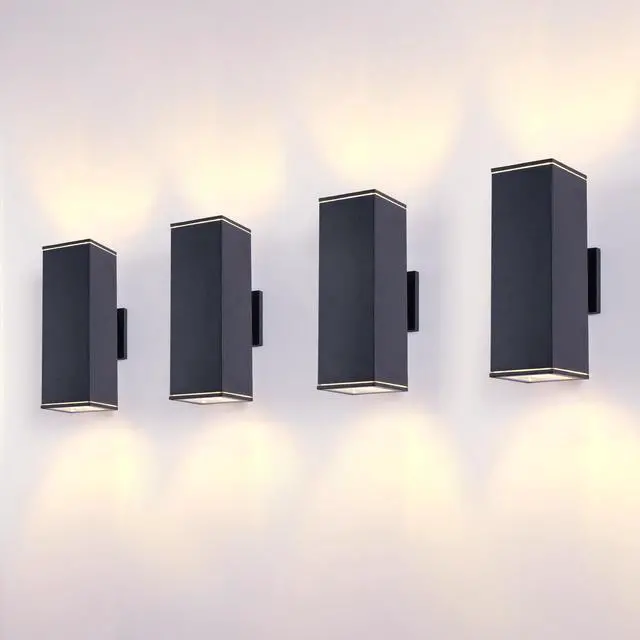 Main image of 12in Outdoor Wall Lights 4 Packs,Modern Square Outdoor Porch Light,Square Cylinder Up Down Lights Aluminum Waterproof Wall Lighting Exterior Light for Porch Patio Garage(No Bulb)
