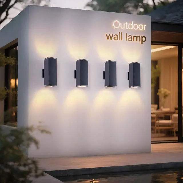 Alt view image 2 of 7 - 12in Outdoor Wall Lights 4 Packs,Modern Square Outdoor Porch Light,Square Cylinder Up Down Lights Aluminum Waterproof Wall Lighting Exterior Light for Porch Patio Garage(No Bulb)
