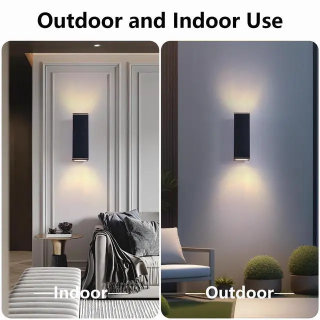 Alt view image 4 of 7 - 12in Outdoor Wall Lights 4 Packs,Modern Square Outdoor Porch Light,Square Cylinder Up Down Lights Aluminum Waterproof Wall Lighting Exterior Light for Porch Patio Garage(No Bulb)