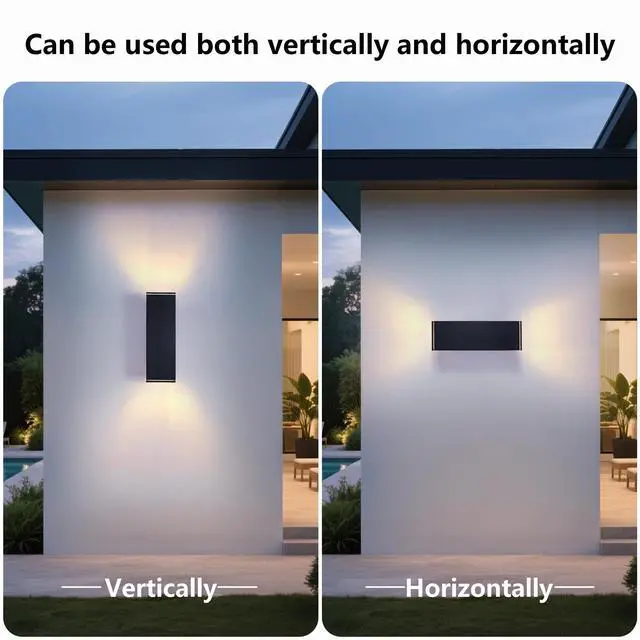 Alt view image 5 of 7 - 12in Outdoor Wall Lights 4 Packs,Modern Square Outdoor Porch Light,Square Cylinder Up Down Lights Aluminum Waterproof Wall Lighting Exterior Light for Porch Patio Garage(No Bulb)