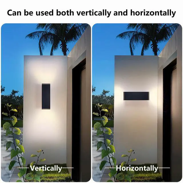 Alt view image 5 of 7 - 14in Modern Outdoor Porch Light Patio Light in 2 Lights with Aluminum Rectangular Tube and Tempered Glass Cover Waterproof Wall Sconce 2 Pack (Matte Black)(No Bulb)