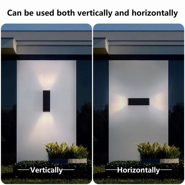 Alt view image 5 of 7 - 18in Modern Outdoor Porch Light Patio Light in 2 Lights with Aluminum Rectangular Tube and Tempered Glass Cover Waterproof Wall Sconce 2 Pack (Matte Black)(No Bulb)