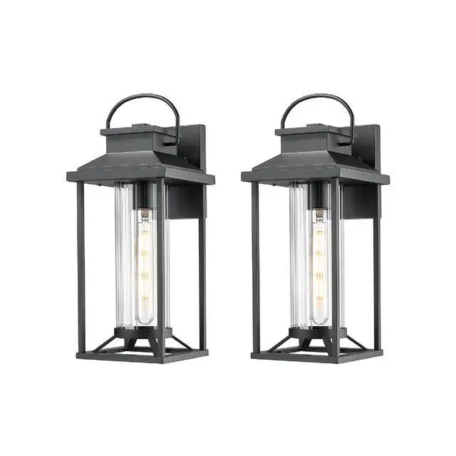 Alt view image 3 of 7 - Outdoor Porch Lights, Textured Black Exterior Lighting Fixtures Wall Mount, Modern Outdoor Wall Sconce Lantern for House, Front Porch, Anti-Rust Waterproof Outdoor Garage Lights for Coach (2 Pack)