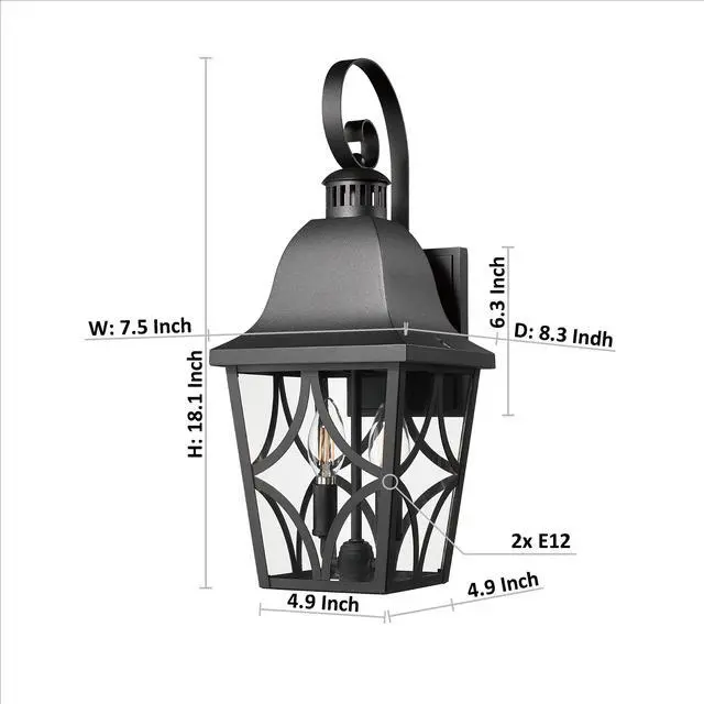 Alt view image 5 of 7 - Outdoor Wall Light Fixtures, Waterproof Exterior Wall Sconce Porch Lights, Matte Black Outdoor Wall Lantern with Clear Glass, Outside Wall Mount Lighting for House, Garage, Front Door (1 Pack)